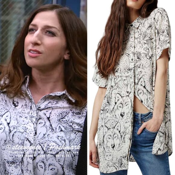 Topshop Wolf Print Shirt ASO Gina Linetti Brooklyn 99 - Picture 1 of 8